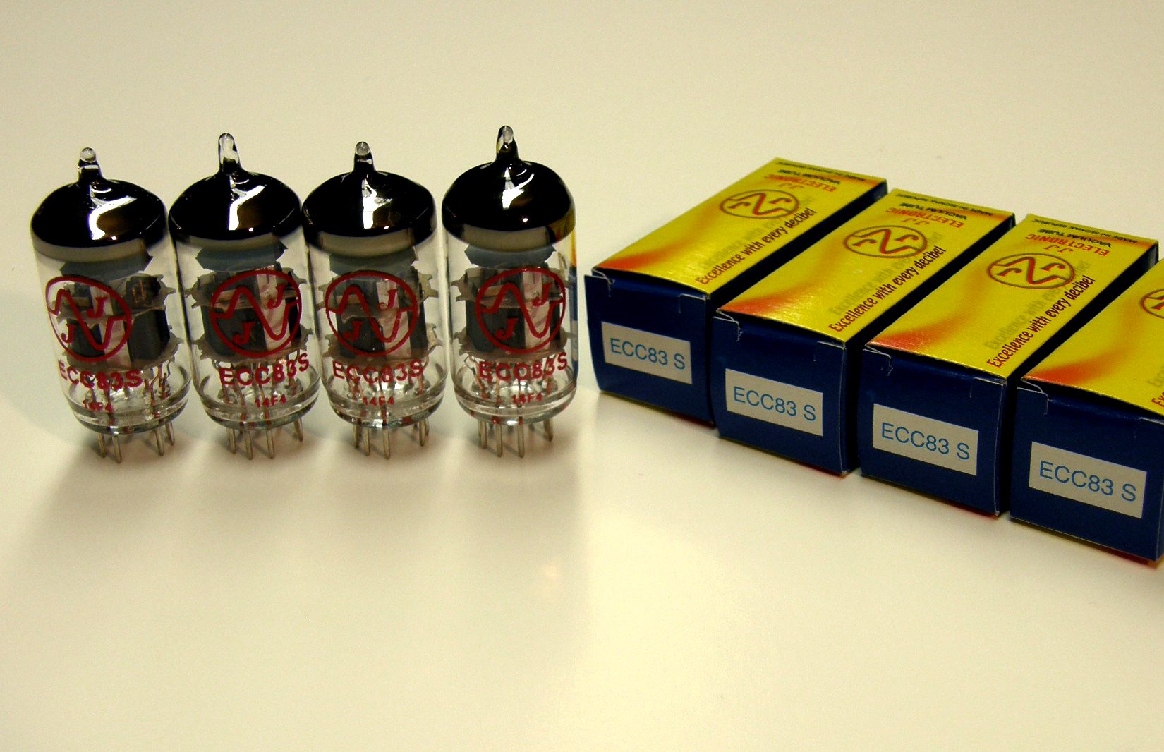 ECC83 4-off preamplifier valve kit. JJ brand. New Tested